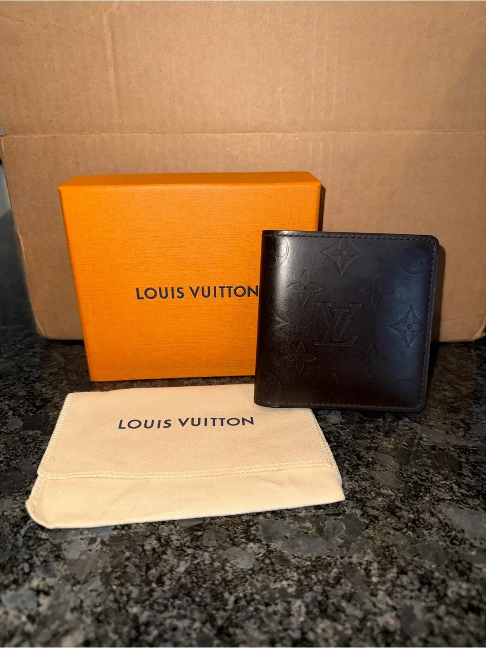 RARE Louis Vuitton Brown Monogram Embossed Men's Bi-Fold Wallet